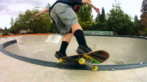 Skateboarder grinding pool coping Video stock 63771488