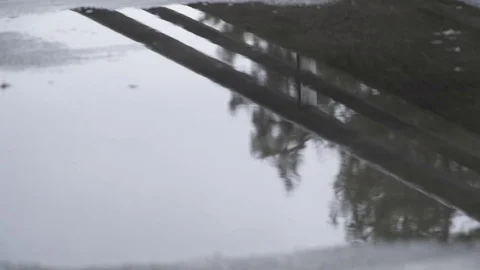 Skateboarder Grinds Rail - Reflection Stockbeeldmateriaal 74432659