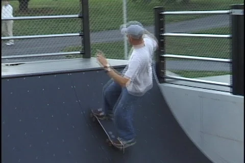 Skateboarder in Half Pipe Stock Footage 298325