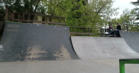 Skateboarder is jumping on springboard and falling 스톡 동영상 102487779