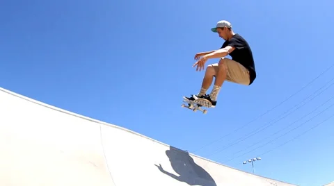 Skateboarder Mid-Air Stock Footage 43347825