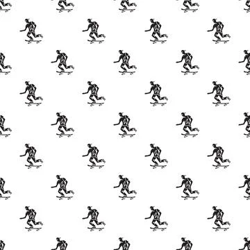 Skateboarder pattern monochrome graphic design background Stock Illustration