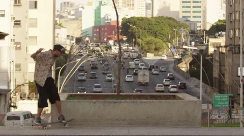 Skateboarder performing a lip trick Stock Footage 61274728