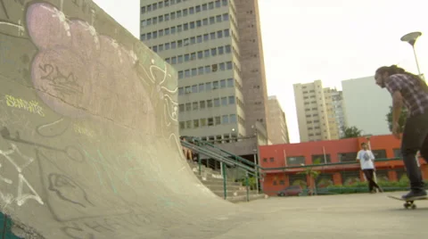 Skateboarder performing a lip trick Stock Footage 61274874