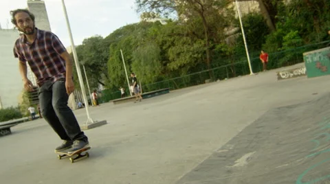 Skateboarder performing a lip trick Stock Footage 61274918