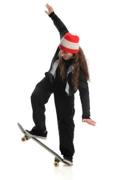 Skateboarder Performing Trick Foto stock