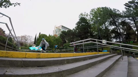 Skateboarder performs the trick and falls Stock-Footage 94168162