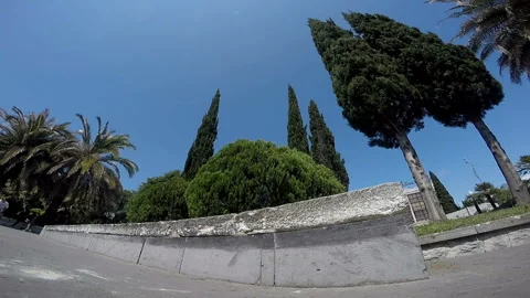 Skateboarder performs a trick on the curb 库存影片 93933803
