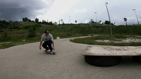 Skateboarder performs the trick Stock-Footage 102325529