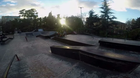 Skateboarder performs tricks 스톡 동영상 93823729