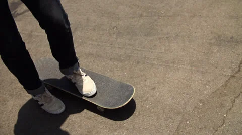 Skateboarder Pushing In Super Slow Motion Stock Footage 24805326