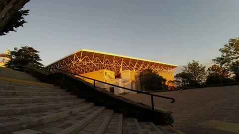 Skateboarder rolling down on the handrails Video stock 93821932