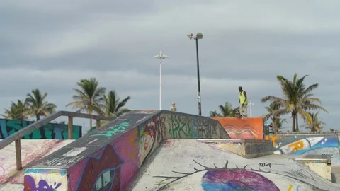 Skateboarder at skate park Stock Footage 80592353