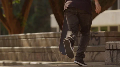 Skateboarder skating on the steps Stock Footage 61273872