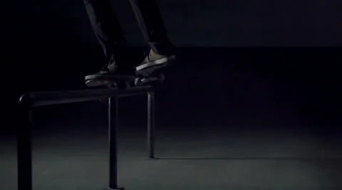 Skateboarder slide on the rails Stock Footage 64761454