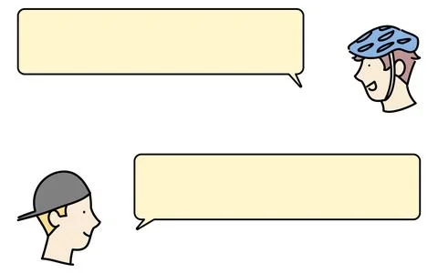 Skateboarder, two men in conversation, with speech bubbles Stock Illustration