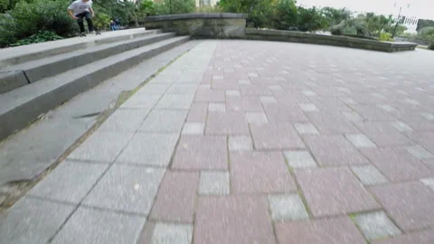 Skateboarder unsuccessfully performs a trick and throws a skateboard into the Video stock 94203644