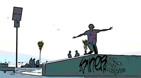 Skateboarders Cartoon Pack Stock Footage 45862288
