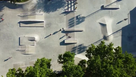 Skateboarders in the evening at the park Stock Footage 168945019
