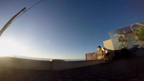 Skateboarders perform tricks Video stock 93844463