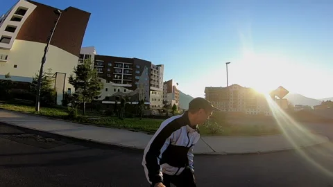 Skateboarders rides down the road Video stock 102325859