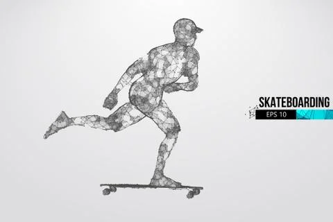 Skateboarding. Abstract silhouette of skateboarder. Vector illustration Stock Illustration