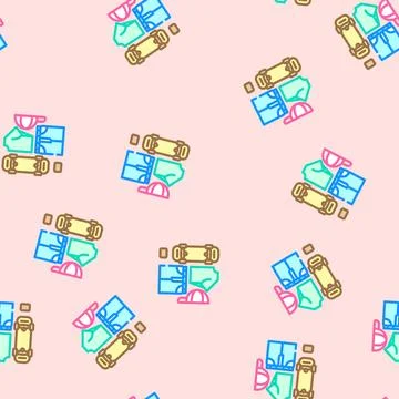 Skateboarding apparel vector seamless pattern 스톡 일러스트