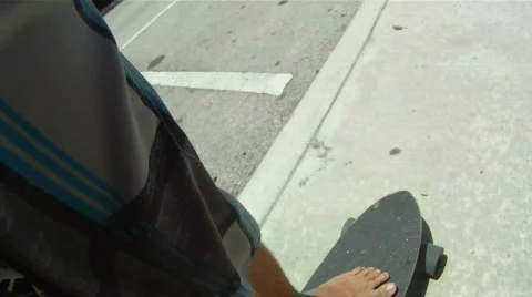Skateboarding to the Beach Stock Footage 782416