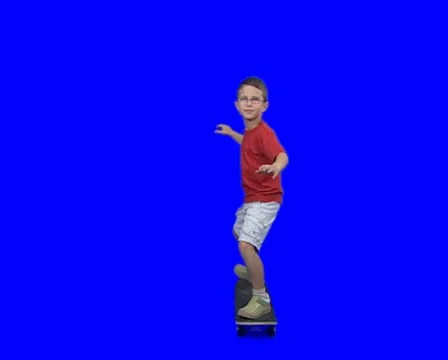 Skateboarding on a blue screen Stock Footage 10714865