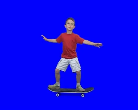 Skateboarding on a blue screen Stock Footage 10714866
