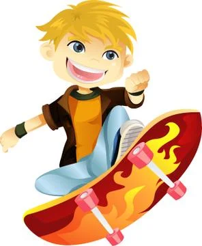 Skateboarding boy Stock Illustration