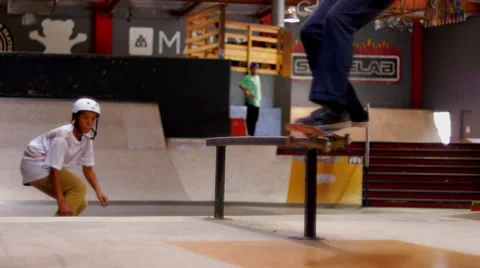 Skateboarding - Double smith Grinds Stock Footage 41722847