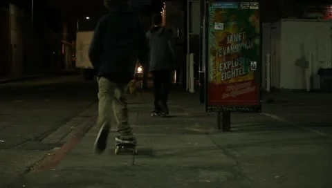 Skateboarding at Night Stock Footage 11360705