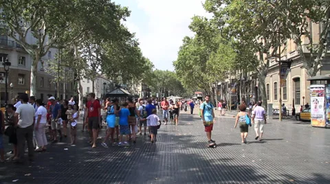 Skateboarding on the Rambles Stock Footage 38208738