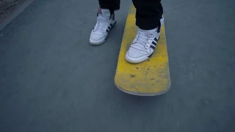 Skateboarding on road point Stock Footage 89400974