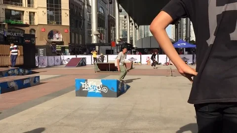 Skateboarding on the square Stock Footage 82106381