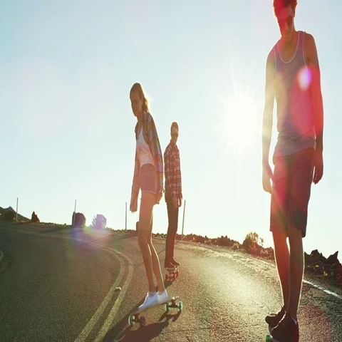 Skateboarding at Sunset Stock Footage 69369539