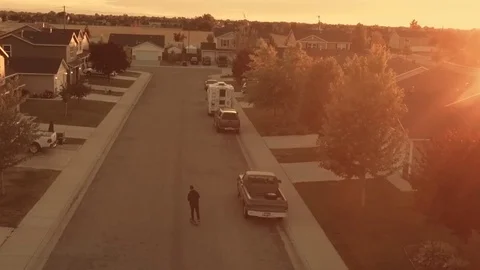 Skateboarding into the Sunset Video stock 73278231