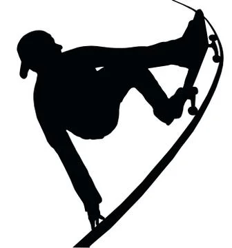 Skateboarding vert ramp grab Stock Illustration