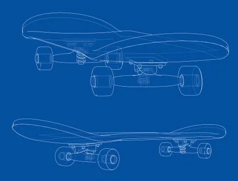 Skateboards, wire-frame style Stock Illustration