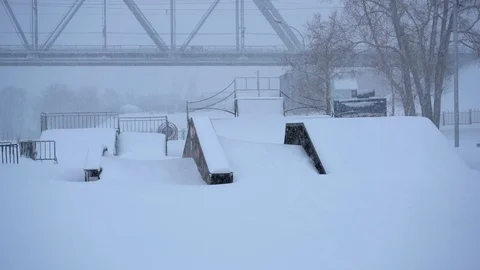 Skatepark under the Snow Video stock 103151389