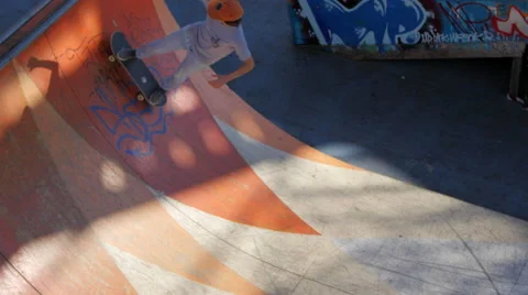 Skater in action on half pipe Stock Footage 58607668