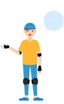 Skater boy talking, with speech bubble Stock Illustration