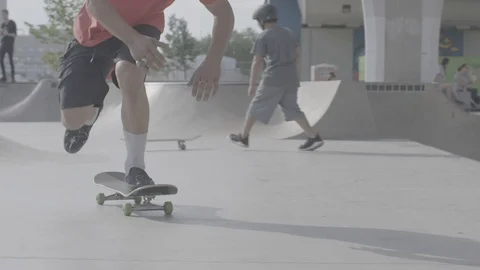 Skater Does a Grab Stock Footage 100970723