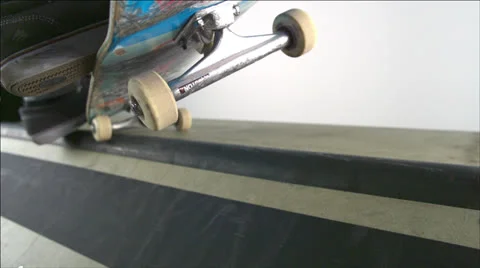 Skater dropping in on ramp, Slow Motion Stock Footage 31819629