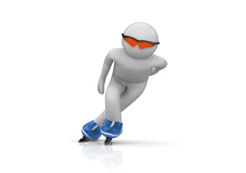 Skater front view (3d isolated characters on white background series) Stock Illustration