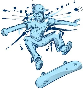 Skater hand draw Иллюстрация