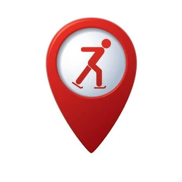 Skater icon on map pointer Stock Illustration