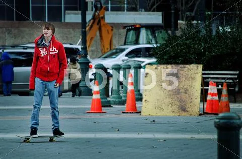 Skater Kid in NYC Stock Photos