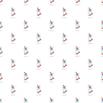 Skater leaping on board seamless pattern Stock Illustration
